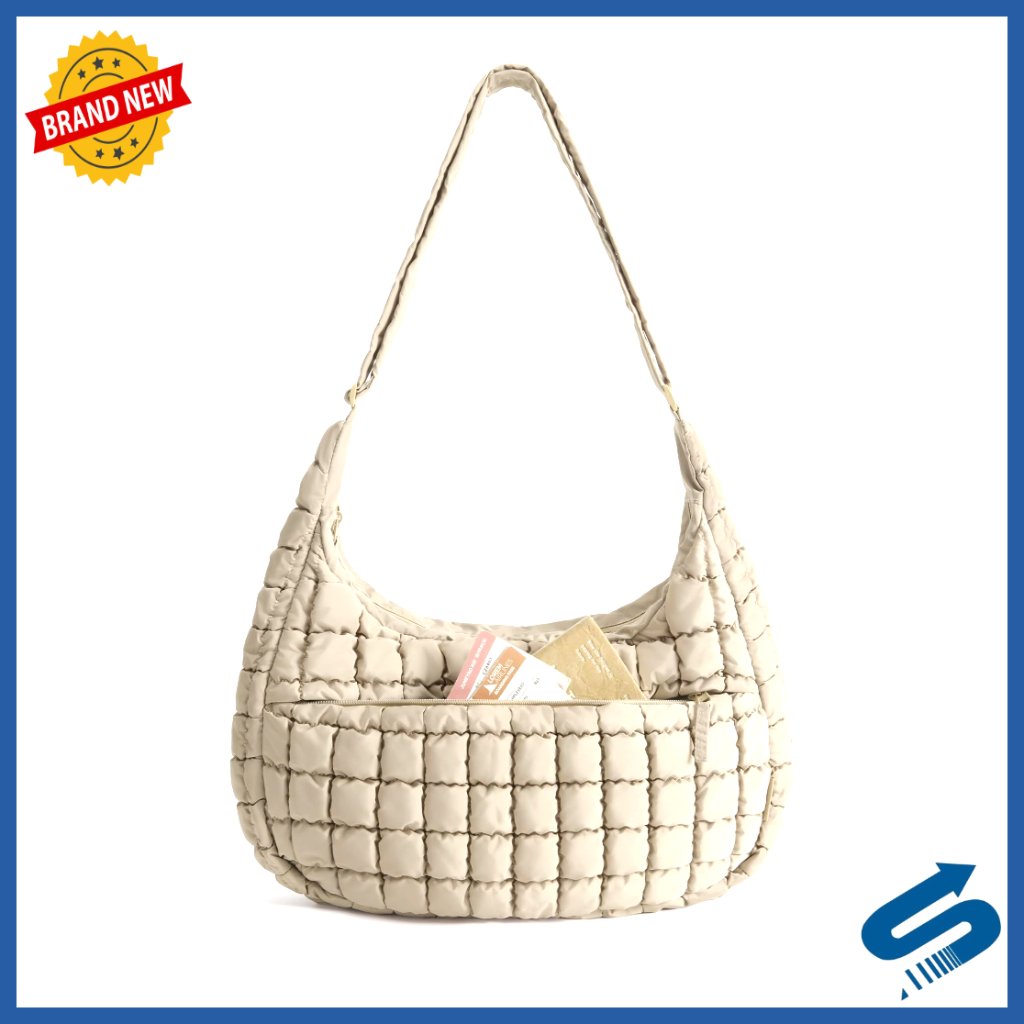 Quilted Crossbody Hobo Bag With Adjustable Strap, 20l Capacity